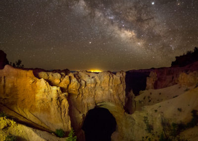 Milky Way rising over Bryce Canyon Natural Bridge, Utah