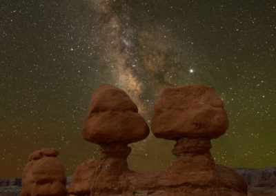 Hoodoos Kissing under the Milky Way Goblin Valley State Park, Utah