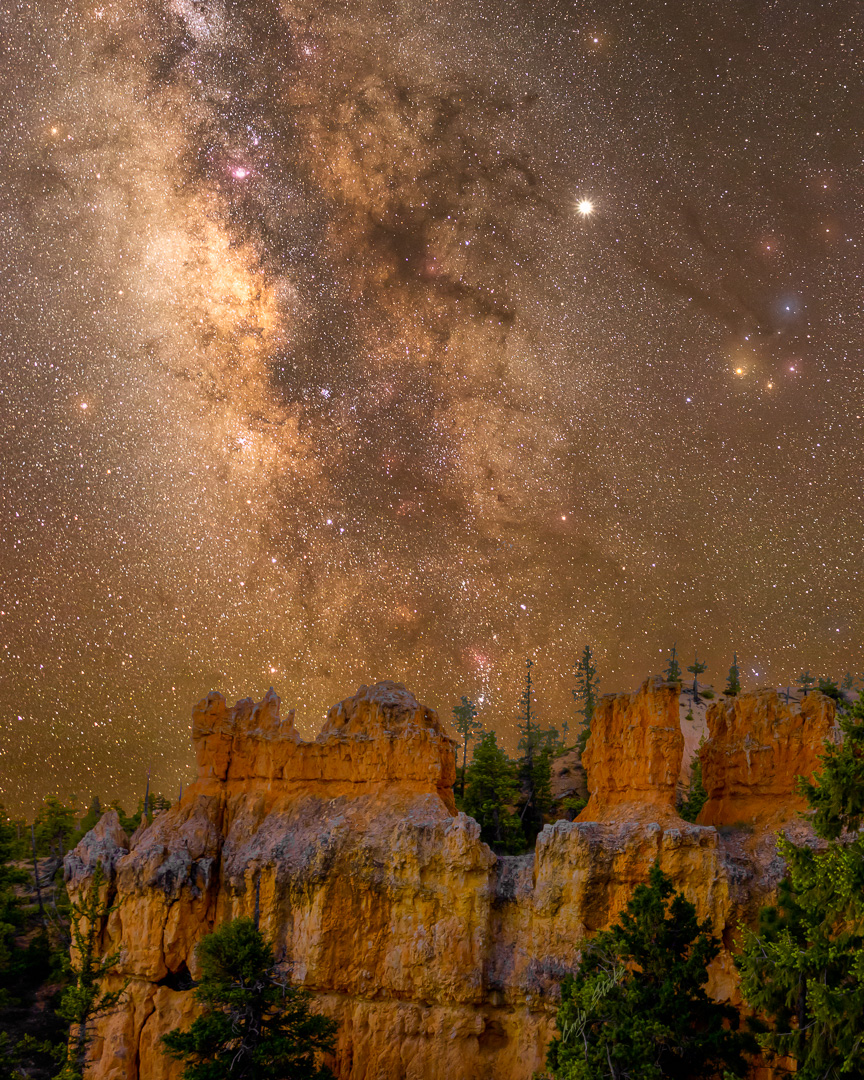 Milky Way over red rock formation in Bryce Canyon National Park